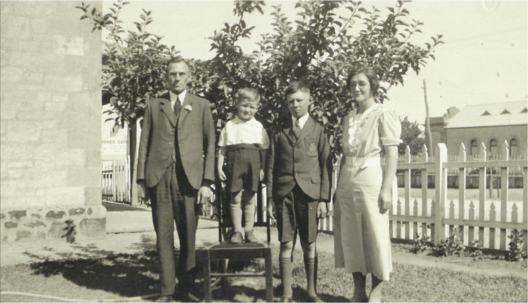 The Hawke family in front of their house in Bordertown (Hawke House).