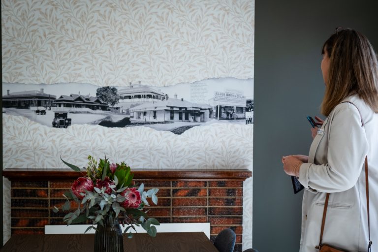 A guest looks over the newly opened and renovated Hawke House in 2024.